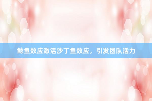 鲶鱼效应激活沙丁鱼效应，引发团队活力